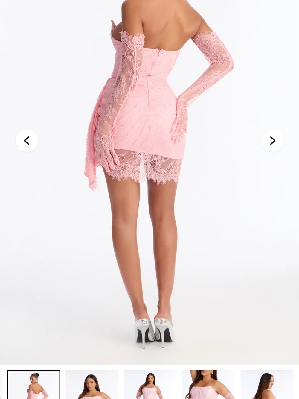 Pink Lace Corset Mini Dress with gloves - Picture 3 of 3